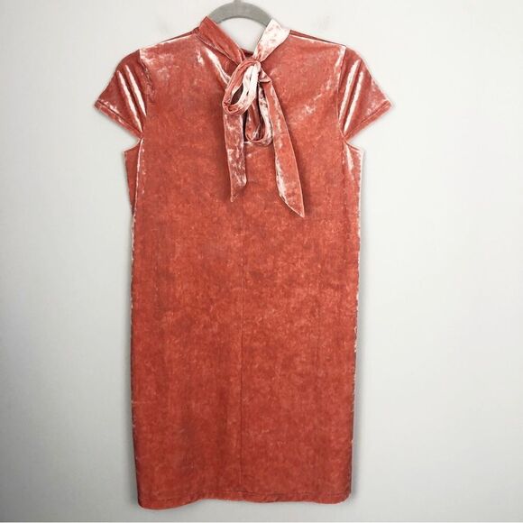 MADEWELL | Crushed Velvet Peach Mock Neck Cap Sleeve Dress Women’s Size X-Small - Picture 7 of 11